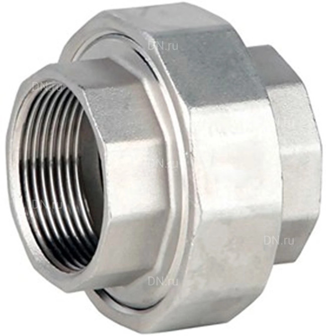 Соединение разъемное (американка) А-304-ВР-ВР-PTFE 2 1/2″ Ду65 Ру20 с уплотнением под гайкой по плоскости, корпус - нержавеющая сталь AISI 304, присоединение - внутренняя/внутренняя резьба, тип резьбы - BSPP в Барнауле