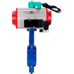 Затвор дисковый поворотный WBV1432E-2W-Fb-H Ду125 Ру16 корпус - чугун GGG50, диск - нержавеющая сталь 316L, уплотнение - EPDM, с пневмоприводом PA-DA-083, пневмораспределителем 4M310-08 DC24V и магнитным переключателем ALS200D