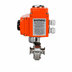 Затвор дисковый поворотный WBV3131E-2W-C-H Ду32 Ру10 кламповый, корпус - пищевая нержавеющая сталь 304, уплотнение - EPDM, с электроприводом QT-N-003EM-O1-220VAC-У1 HARK