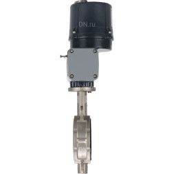 Затвор дисковый поворотный WBV3232E-2W-Fb-H Ду100 Ру16, корпус - нержавеющая сталь AISI 316L, диск - нержавеющая сталь 316L, уплотнение - EPDM, с электроприводом QTSA-N-014EM-O0-220VAC с пружинным возвратом