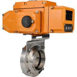 Затвор дисковый поворотный WBV3131E-2W-W-H Ду20 Ру10 под приварку, корпус - пищевая нержавеющая сталь 304, уплотнение - EPDM, с электроприводом QT-N-005EM-A1-220VAC-У1 c датчиком обратной связи и входным управляющим сигналом 4-20мА HARK
