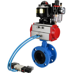 Затвор дисковый поворотный WBV1313E-2W-F-H Ду125 Ру16 фланцевый, корпус - чугун GGG40, диск - чугун GGG40, EPDM, с пневмоприводом PA-DA-130, пневмораспределителем 4V320-08 AC220V, БКВ APL-510N EX и БПВ AFC2000