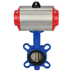 Затвор дисковый поворотный WBV1432N-2W-Fb-H Ду300 Ру16, корпус - чугун GGG50, диск - нержавеющая сталь 316L, уплотнение - NBR, с пневмоприводом PA-DA-160 двойного действия, пневмораспределителем 4M310-08 AC220V