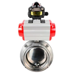 Затвор дисковый поворотный WBV3131E-2W-T-H Ду15 Ру10 резьбовой, пищевая нержавеющая сталь 304, уплотнение – EPDM, с пневмоприводом PA-DA-052 и БКВ APL-510N EX