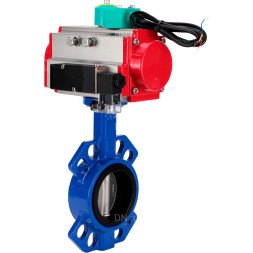 Затвор дисковый поворотный WBV1432E-2W-Fb-H Ду40 Ру16 корпус - чугун GGG50, диск - нержавеющая сталь 316L, уплотнение - EPDM, с пневмоприводом PA-DA-052, пневмораспределителем 4M310-08 DC24V и магнитным переключателем ALS200D