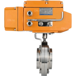 Затвор дисковый поворотный WBV3131E-2W-W-H Ду25 Ру10 под приварку, корпус - пищевая нержавеющая сталь 304, уплотнение - EPDM, с электроприводом QT-N-005EM-A1-220VAC-У1 c датчиком обратной связи и входным управляющим сигналом 4-20мА HARK