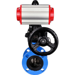 Затвор дисковый поворотный WBV1313E-2W-F-H Ду125 Ру16 фланцевый, корпус - чугун GGG40, диск - чугун GGG40, уплотнение - EPDM, с пневмоприводом PA-DA-130 и ручным дублером MON1-250-T26-ISO