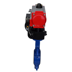 Затвор дисковый поворотный WBV1432N-2W-Fb-H Ду125 Ру16, корпус - чугун GGG50, диск - нержавеющая сталь 316L, уплотнение - NBR, с пневмоприводом PA-DA-105, пневмораспределителем 4M310-08 DC24V и ручным дублером MON3-700-T38-ISO
