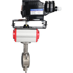 Затвор дисковый поворотный WBV3131N-2W-Fb-H Ду250 Ру16, корпус - нержавеющая сталь 304, диск - нержавеющая сталь 304, уплотнение - NBR, с пневмоприводом PA-DA-160, позиционером YT-1000RSN без обратной связи и ручным дублером MON4-1200-T54-ISO