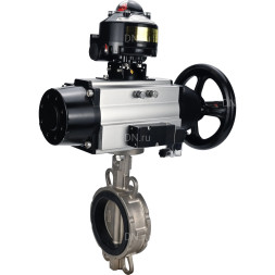 Затвор дисковый поворотный WBV3232V-2W-Fb-H Ду150 Ру16, корпус - нержавеющая сталь 316L, диск - нержавеющая сталь 316L, уплотнение - Viton, с пневмоприводом PA-DA-105-1 двойного действия, пневмораспределителем 4M310-08 AC220V, БКВ APL-510N EX