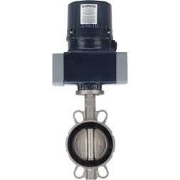 Затвор дисковый поворотный WBV3232N-2W-Fb-H Ду150 Ру16, корпус - нержавеющая сталь AISI 316L, диск - нержавеющая сталь 316L, уплотнение - NBR, с электроприводом QTSA-N-030EM-O0-220VAC с пружинным возвратом