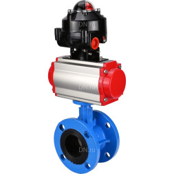 Затвор дисковый поворотный WBV1313E-2W-F-H Ду80 Ру16 фланцевый, корпус - чугун GGG40, диск - чугун GGG40, уплотнение - EPDM, с пневмоприводом PA-DA-105, пневмораспределителем 4M310-08 AC220V и БКВ APL-510N EX