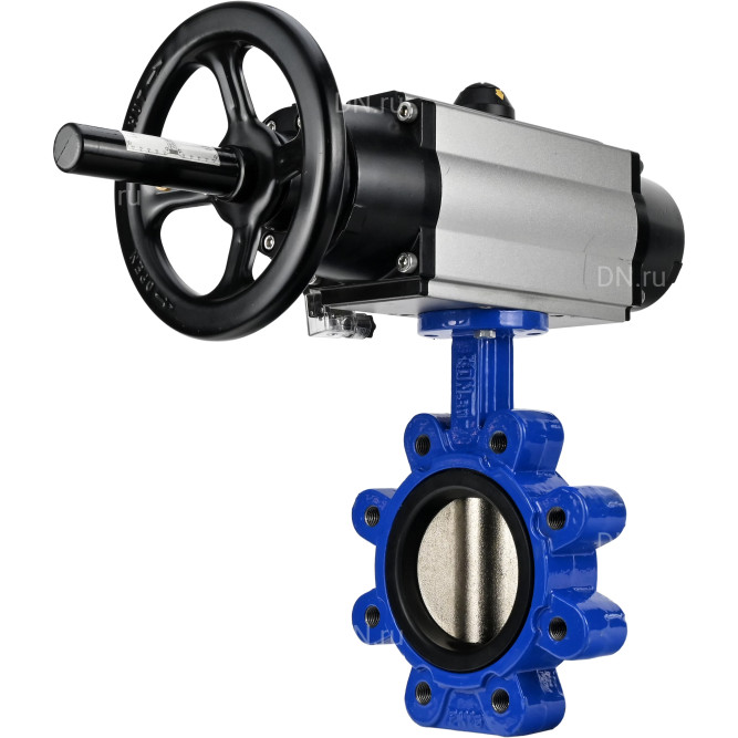 Затвор дисковый поворотный WBV1616N-2W-Fb-H Ду125 Ру16 LUG корпус - чугун QT450, диск - чугун QT450, уплотнение - NBR, с пневмоприводом PA-DA-105-1 и пневмораспределителем 4M310-08 DC24V в Барнауле