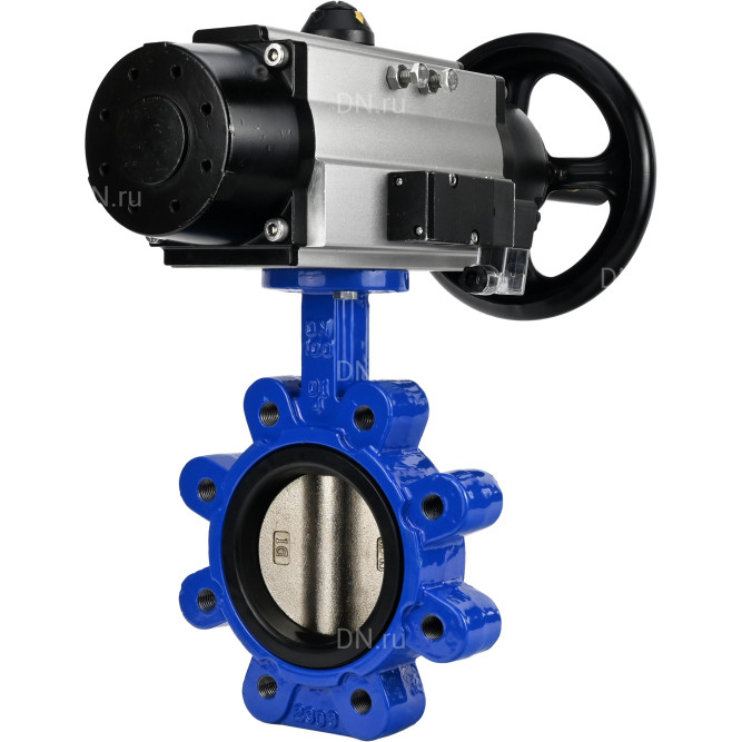 Затвор дисковый поворотный WBV1616N-2W-Fb-H Ду125 Ру16 LUG корпус - чугун QT450, диск - чугун QT450, уплотнение - NBR, с пневмоприводом PA-DA-105-1 и пневмораспределителем 4M310-08 DC24V в Барнауле