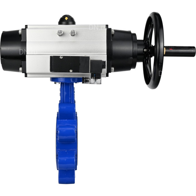 Затвор дисковый поворотный WBV1616N-2W-Fb-H Ду125 Ру16 LUG корпус - чугун QT450, диск - чугун QT450, уплотнение - NBR, с пневмоприводом PA-DA-105-1 и пневмораспределителем 4M310-08 DC24V в Барнауле
