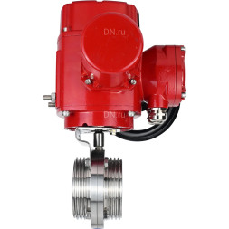 Затвор дисковый поворотный WBV3131E-2W-T-H Ду15 Ру10 резьбовой, корпус - пищевая нержавеющая сталь 304, уплотнение - EPDM, с электроприводом QT-EX-005M-O2-380VAC-У1 с моментной муфтой и штурвалом