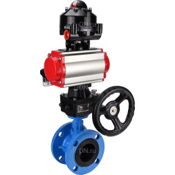 Затвор дисковый поворотный WBV1313E-2W-F-H Ду150 Ру16 фланцевый, корпус - чугун GGG40, диск - чугун GGG40, EPDM, с пневмоприводом PA-DA-130, пневмораспределителем 4M310-08 DC24V, БКВ APL-510N EX и ручным дублером MON1-250-T26-ISO