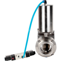 Затвор дисковый поворотный кламповый WBV3131E-2W-C-H Ду20 Ру10 корпус - пищевая нержавеющая сталь 304, уплотнение – EPDM, с пневмоприводом PA-SA-85 и пневмораспределителем 4V320-10 AC220V