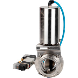 Затвор дисковый поворотный кламповый WBV3131E-2W-C-H Ду20 Ру10 корпус - пищевая нержавеющая сталь 304, уплотнение – EPDM, с пневмоприводом PA-SA-85 и пневмораспределителем 4V320-10 AC220V