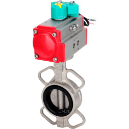 Затвор дисковый поворотный WBV3131N-2W-Fb-H Ду100 Ру16 корпус - нержавеющая сталь 304, диск - нержавеющая сталь 304, уплотнение - NBR, с пневмоприводом PA-DA-083 и магнитным переключателем ALS200D