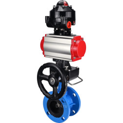 Затвор дисковый поворотный WBV1313E-2W-F-H Ду200 Ру16 фланцевый, корпус - чугун GGG40, диск - чугун GGG40, EPDM, с пневмоприводом PA-DA-140, пневмораспределителем 4M310-08 DC24V, БКВ APL-510N EX и ручным дублером MON2-450-T28-ISO