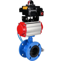 Затвор дисковый поворотный WBV1313E-2W-F-H Ду150 Ру16 фланцевый, корпус - чугун GGG40, диск - чугун GGG40, уплотнение - EPDM, с пневмоприводом PA-DA-130, пневмораспределителем 4V320-10 AC220V и БКВ APL-410N EX