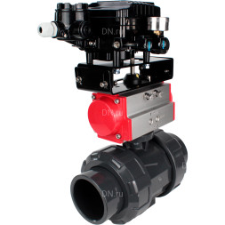 Кран шаровой BV4242E-FP-GRM-ISO Дн100 Ру10 полнопроходной, корпус - НПВХ, шар - НПВХ, уплотнение - EPDM, с пневмоприводом PA-SA-083 и пневмопозиционером YT-1000RSN без обратной связи