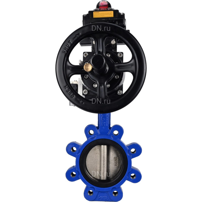 Затвор дисковый поворотный WBV1616N-2W-Fb-H Ду125 Ру16 LUG корпус - чугун QT450, диск - чугун QT450, уплотнение - NBR, с пневмоприводом PA-DA-105-1, пневмораспределителем 4M310-08 DC24V и БКВ APL-410N EX в Барнауле
