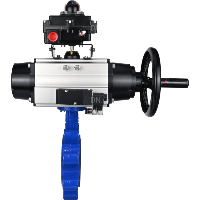 Затвор дисковый поворотный WBV1616N-2W-Fb-H Ду125 Ру16 LUG корпус - чугун QT450, диск - чугун QT450, уплотнение - NBR, с пневмоприводом PA-DA-105-1, пневмораспределителем 4M310-08 DC24V и БКВ APL-410N EX в Барнауле