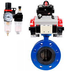 Затвор дисковый поворотный WBV1331E-2W-F-H Ду50 Ру16 фланцевый, корпус - чугун GGG40, диск - нержавеющая сталь 304, EPDM, с пневмоприводом PA-DA-105, пневмораспределителем 4V320-10 AC220V, БКВ APL-410N EX и БПВ AFC2000