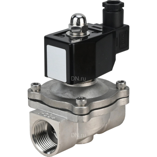 Клапан электромагнитный VS331-VT-NC-24VDC 3/4″ Ду20 Ру10, соленоидный двухходовой, корпус - нержавеющая сталь 304, уплотнение - Viton, резьбовой, нормально-закрытый, прямого действия, катушка - 24В в Барнауле