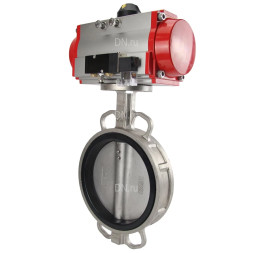 Затвор дисковый поворотный WBV3232E-2W-Fb-H Ду300 Ру16, корпус - нержавеющая сталь 316L, диск - нержавеющая сталь 316L, уплотнение - EPDM, с пневмоприводом PA-DA-140 и пневмораспределителем 4M310-08 AC220V