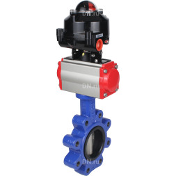 Затвор дисковый поворотный WBV1631E-2W-Fb-H Ду125 Ру16 LUG корпус - чугун QT450, диск - нержавеющая сталь 304, уплотнение - EPDM, с пневмоприводом PA-DA-105, пневмораспределителем 4M310-08 DC24V и БКВ APL-510N EX