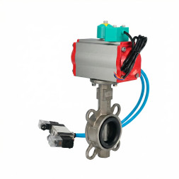 Затвор дисковый поворотный WBV3232V-2W-Fb-H Ду50 Ру16, корпус - нержавеющая сталь 316L, диск - нержавеющая сталь 316L, уплотнение - VITON, с пневмоприводом PA-SA-083, пневмораспределителем 4V320-08 AC220V и магнитным переключателем ALS200D