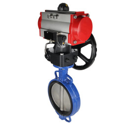Затвор дисковый поворотный WBV1432N-2W-Fb-H Ду300 Ру16, корпус - чугун GGG50, диск - нержавеющая сталь 316L, уплотнение - NBR, с пневмоприводом PA-DA-160, пневмораспределителем 4M310-08 DC24V и ручным дублером MON4-1200-T54-ISO