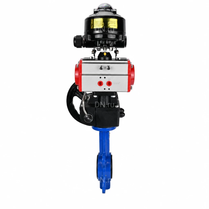 Затвор дисковый поворотный WBV1413E-2W-Fb-H Ду150 Ру16, корпус - чугун GGG50, диск - чугун GGG40, уплотнение - EPDM, с пневмоприводом PA-DA-105, БКВ APL-510N EX и ручным дублером MON3-700-T38-ISO в Барнауле