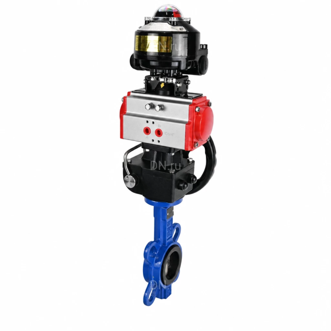 Затвор дисковый поворотный WBV1413E-2W-Fb-H Ду150 Ру16, корпус - чугун GGG50, диск - чугун GGG40, уплотнение - EPDM, с пневмоприводом PA-DA-105, БКВ APL-510N EX и ручным дублером MON3-700-T38-ISO в Барнауле