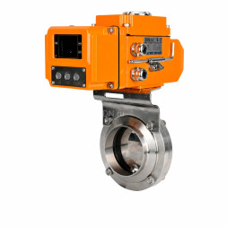 Затвор дисковый поворотный WBV3131E-2W-W-H Ду15 Ру10 под приварку, корпус - пищевая нержавеющая сталь 304, уплотнение - EPDM, с электроприводом QT-N-005EM-B1-220VAC-У1 c датчиком обратной связи и входным управляющим сигналом 0-10В HARK