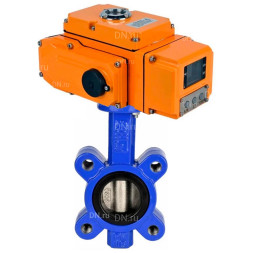 Затвор дисковый поворотный WBV1631N-2W-Fb-H Ду50 Ру16 LUG межфланцевый, корпус - чугун QT450, диск - нержав.сталь AISI 304, уплотнение - NBR, с электроприводом QT-N-005EM-A1-220VAC-У1 c датчиком обратной связи и входным управл.сигналом 4-20мА HARK
