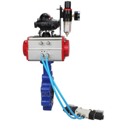 Затвор дисковый поворотный WBV1616E-2W-Fb-H Ду65 Ру16 LUG корпус - чугун QT450, диск - чугун QT450, уплотнение - EPDM, с пневмоприводом PA-DA-065, пневмораспределителем 4V320-10 AC220V, БКВ APL-210N и БПВ AFC2000
