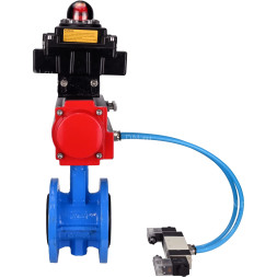 Затвор дисковый поворотный WBV1313E-2W-F-H Ду65 Ру16 фланцевый, корпус - чугун GGG40, диск - чугун GGG40, уплотнение - EPDM, с пневмоприводом PA-DA-105, пневмораспределителем 4V320-10 AC220V и БКВ APL-410N EX