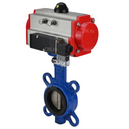 Затвор дисковый поворотный WBV1132N-2W-Fb-H Ду200 Ру16, корпус - чугун GG25, диск - нержавеющая сталь 316L, уплотнение - NBR, с пневмоприводом PA-SA-160 с возвратными пружинами, пневмораспределителем 4M310-08 AC220V