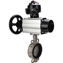 Затвор дисковый поворотный WBV3232N-2W-Fb-H Ду150 Ру16, корпус - нержавеющая сталь 316L, диск - нержавеющая сталь 316L, уплотнение - NBR, с пневмоприводом PA-DA-105-1 двойного действия, пневмораспределителем 4M310-08 DC24V, БКВ APL-510N EX