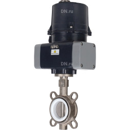 Затвор дисковый поворотный WBV3131P-2W-Fb-H Ду125 Ру16 межфланцевый, корпус - нержавеющая сталь 304, диск - нержавеющая сталь 304, уплотнение - PTFE, с электроприводом четвертьоборотным QTSA-N-014EM-O0-220VAC с пружинным возвратом