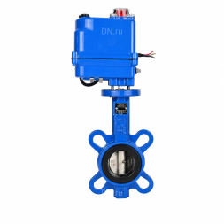 Затвор дисковый поворотный WBV1413E-2W-Fb-H Ду40 Ру16, корпус - чугун GGG50, диск - чугун GGG40, уплотнение - EPDM, с электроприводом QT-N-003EM-O1-12VDC-У1 blue 12В