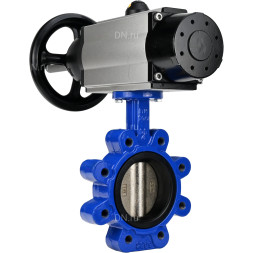 Затвор дисковый поворотный WBV1616E-2W-Fb-H Ду150 Ру16 LUG корпус - чугун QT450, диск - чугун QT450, уплотнение - EPDM, с пневмоприводом PA-DA-105-1 и пневмораспределителем 4M310-08 DC24V