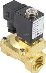 Клапан электромагнитный VS400-NT-NC-24VDC 1 1/4″ Ду32 Ру16, соленоидный двухходовой, корпус - латунь, уплотнение - NBR, резьбовой, нормально-закрытый, пилотный, катушка - 24В