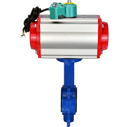 Затвор дисковый поворотный WBV1132N-2W-Fb-H Ду40 Ру16 корпус - чугун GG25, диск - нержавеющая сталь 316L, уплотнение - NBR, с пневмоприводом PA-DA-052, пневмораспределителем 4M310-08 DC24V и магнитным переключателем ALS200D
