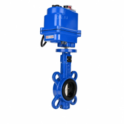 Затвор дисковый поворотный WBV1413E-2W-Fb-H Ду65 Ру16, корпус - чугун GGG50, диск - чугун GGG40, уплотнение - EPDM, с электроприводом QT-N-003EM-O1-12VDC-У1 blue 12В