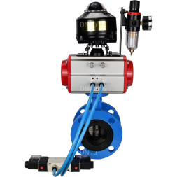 Затвор дисковый поворотный WBV1313E-2W-F-H Ду125 Ру16 фланцевый, корпус - чугун GGG40, диск - чугун GGG40, EPDM, с пневмоприводом PA-DA-130, пневмораспределителем 4V320-10 AC220V, БКВ APL-510N EX и БПВ AFC2000